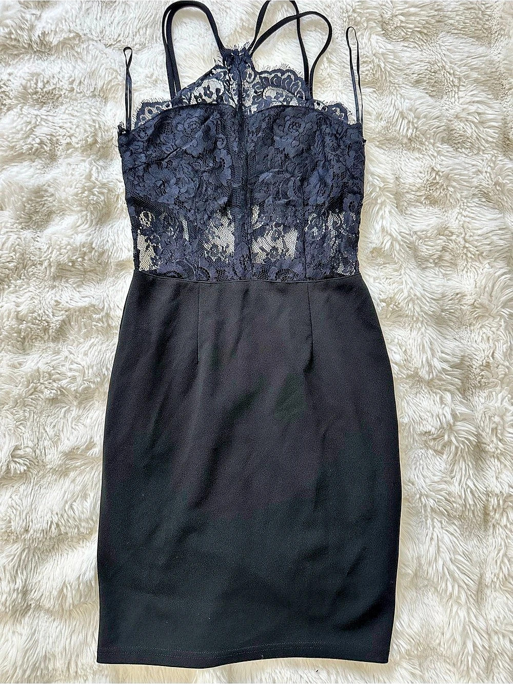 Boohoo Black Floral Lace Mini Dress Size 8 Like New
